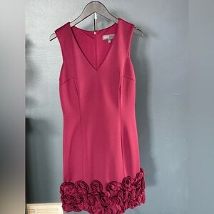 Donna Ricco Magenta Cupcake Hem Ruffle Scuba Sheath Dress - Size 10